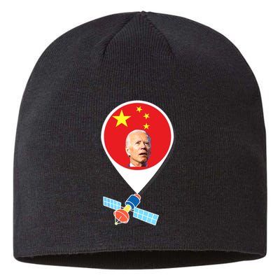 Chinese Spy Balloon Funny Surveillance Joe Biden China Flag Sustainable Beanie