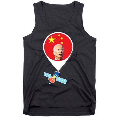 Chinese Spy Balloon Funny Surveillance Joe Biden China Flag Tank Top