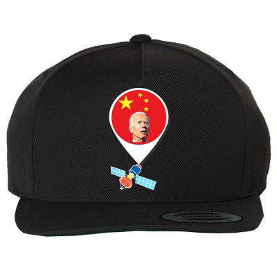 Chinese Spy Balloon Funny Surveillance Joe Biden China Flag Wool Snapback Cap