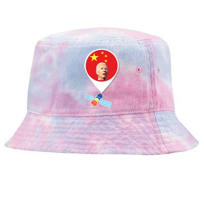 Chinese Spy Balloon Funny Surveillance Joe Biden China Flag Tie-Dyed Bucket Hat