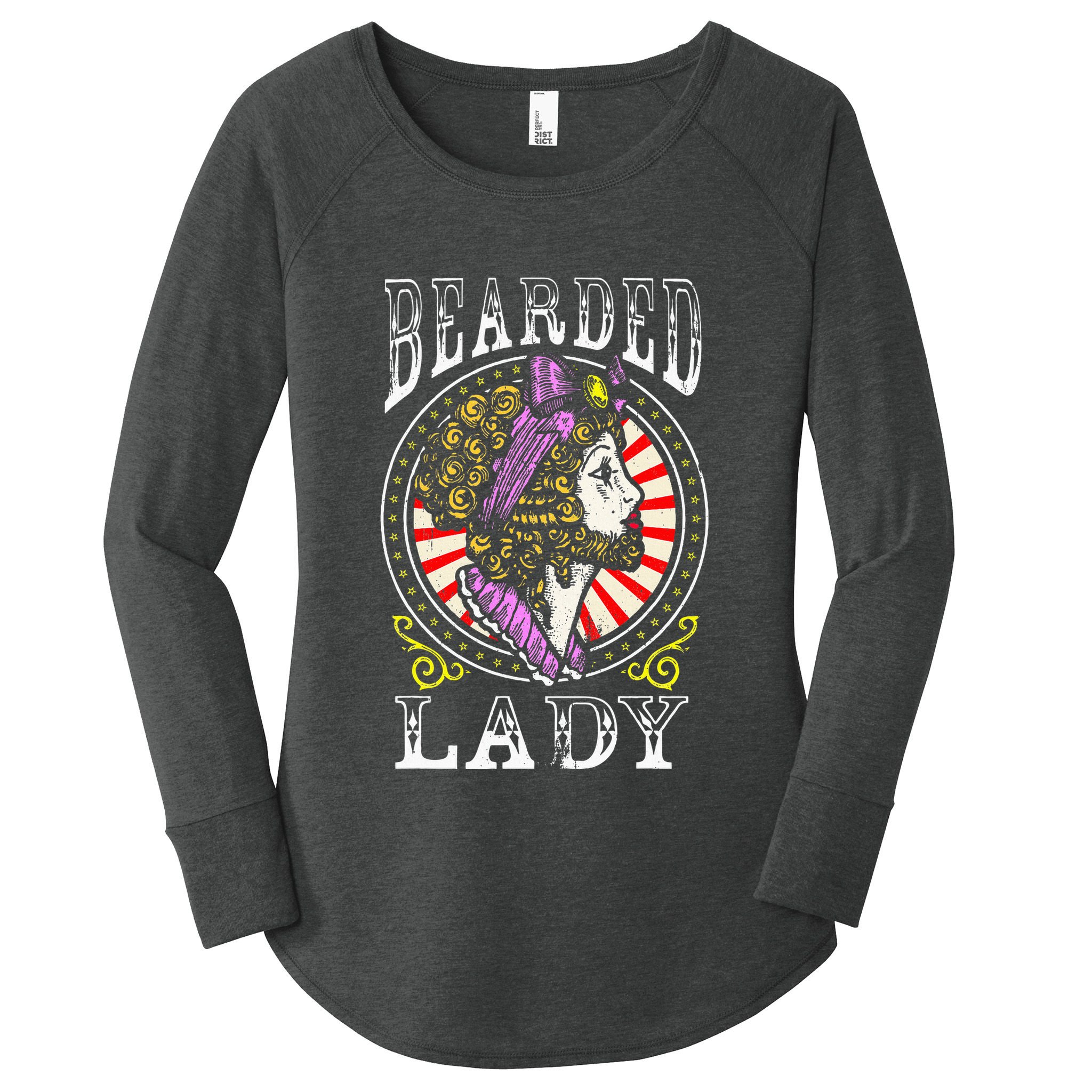 Circus Staff Bearded Lady Costume Vintage Carnival Women's Perfect Tri Tunic Long Sleeve Shirt
