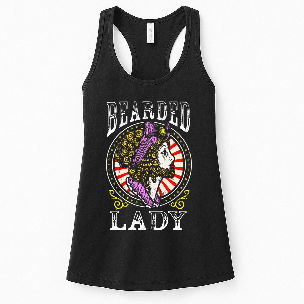 Circus Staff Bearded Lady Costume Vintage Carnival Womens Tank Top