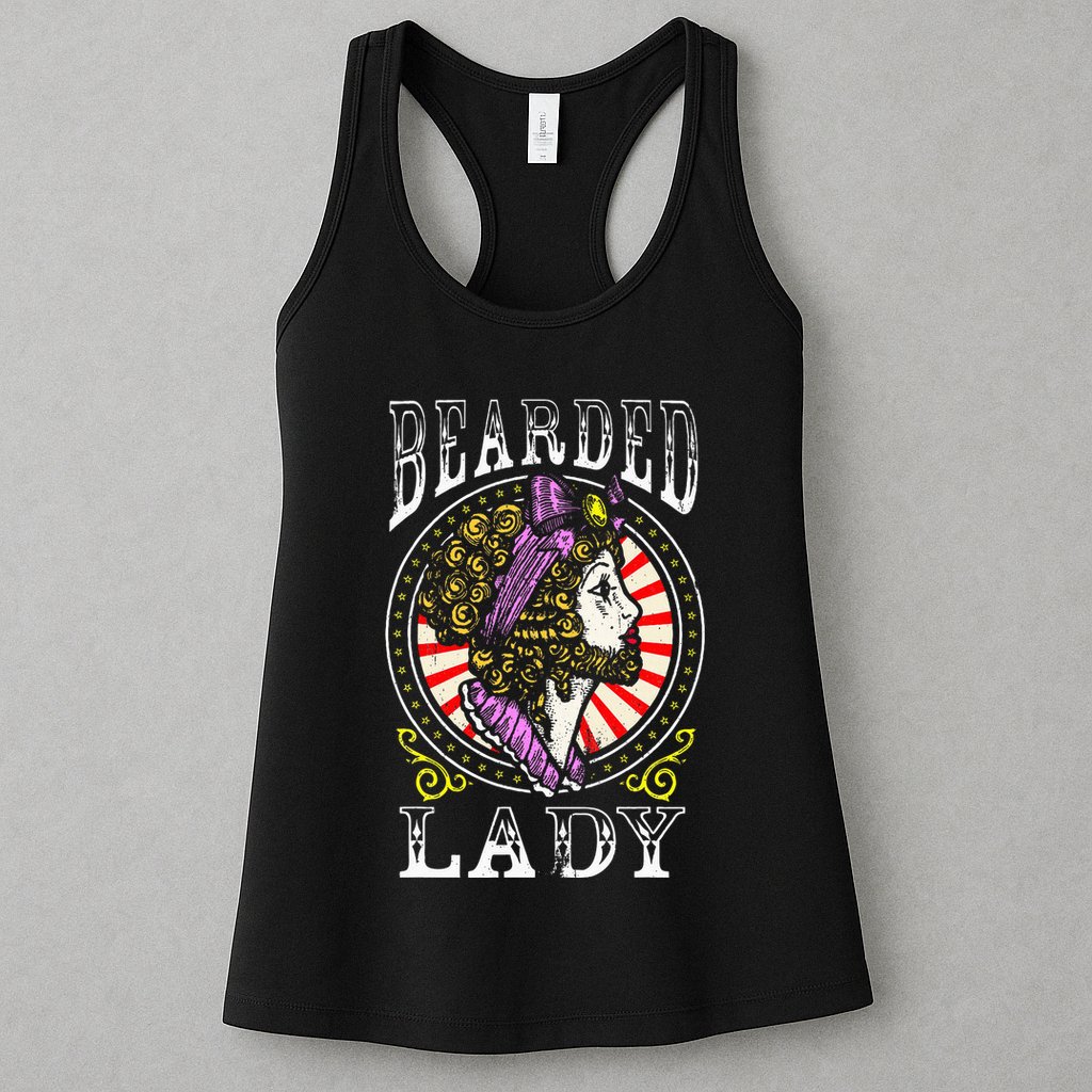 Circus Staff Bearded Lady Costume Vintage Carnival Womens Tank Top