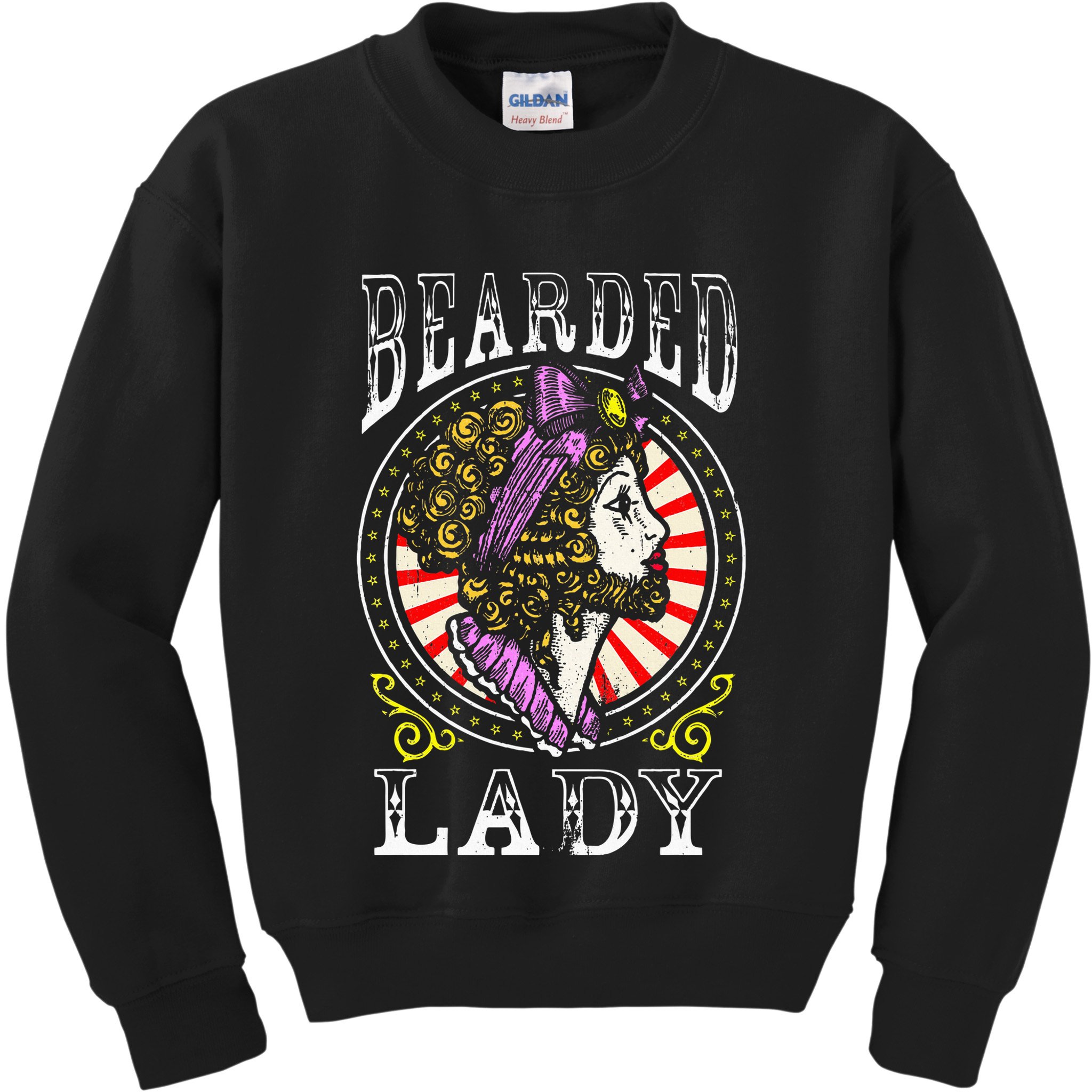 Circus Staff Bearded Lady Costume Vintage Carnival Kids Sweatshirt