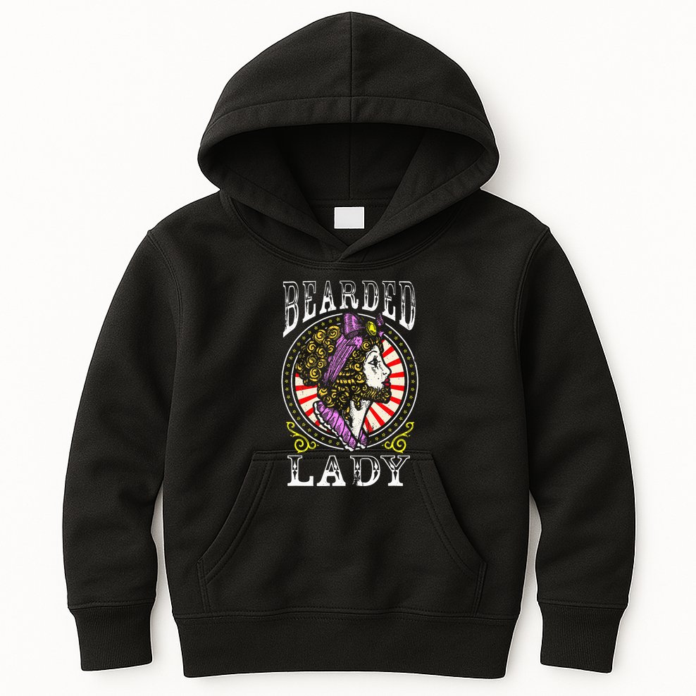 Circus Staff Bearded Lady Costume Vintage Carnival Kids Hoodie