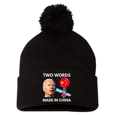 Chinese Spy Balloon Funny Surveillance Joe Biden China Flag  Pom Pom 12in Knit Beanie