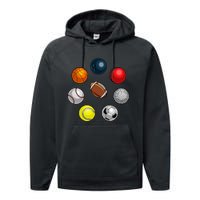 Cartoon Sports Balls Design Performance Fleece Hoodie