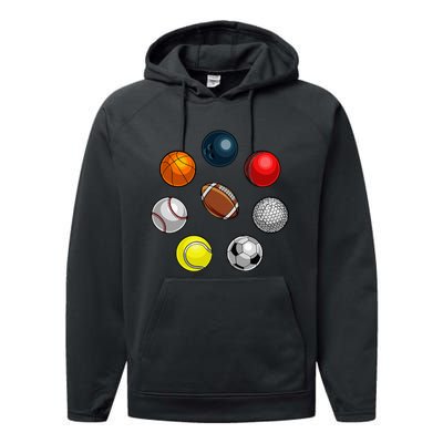 Cartoon Sports Balls Design Performance Fleece Hoodie