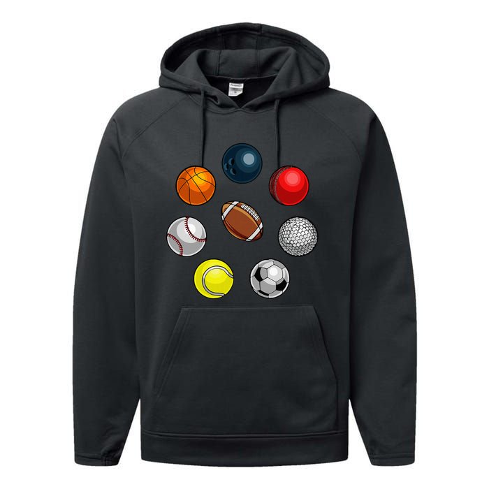 Cartoon Sports Balls Design Performance Fleece Hoodie