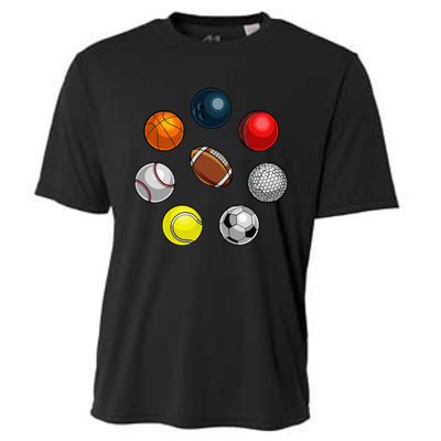 Cartoon Sports Balls Design Cooling Performance Crew T-Shirt