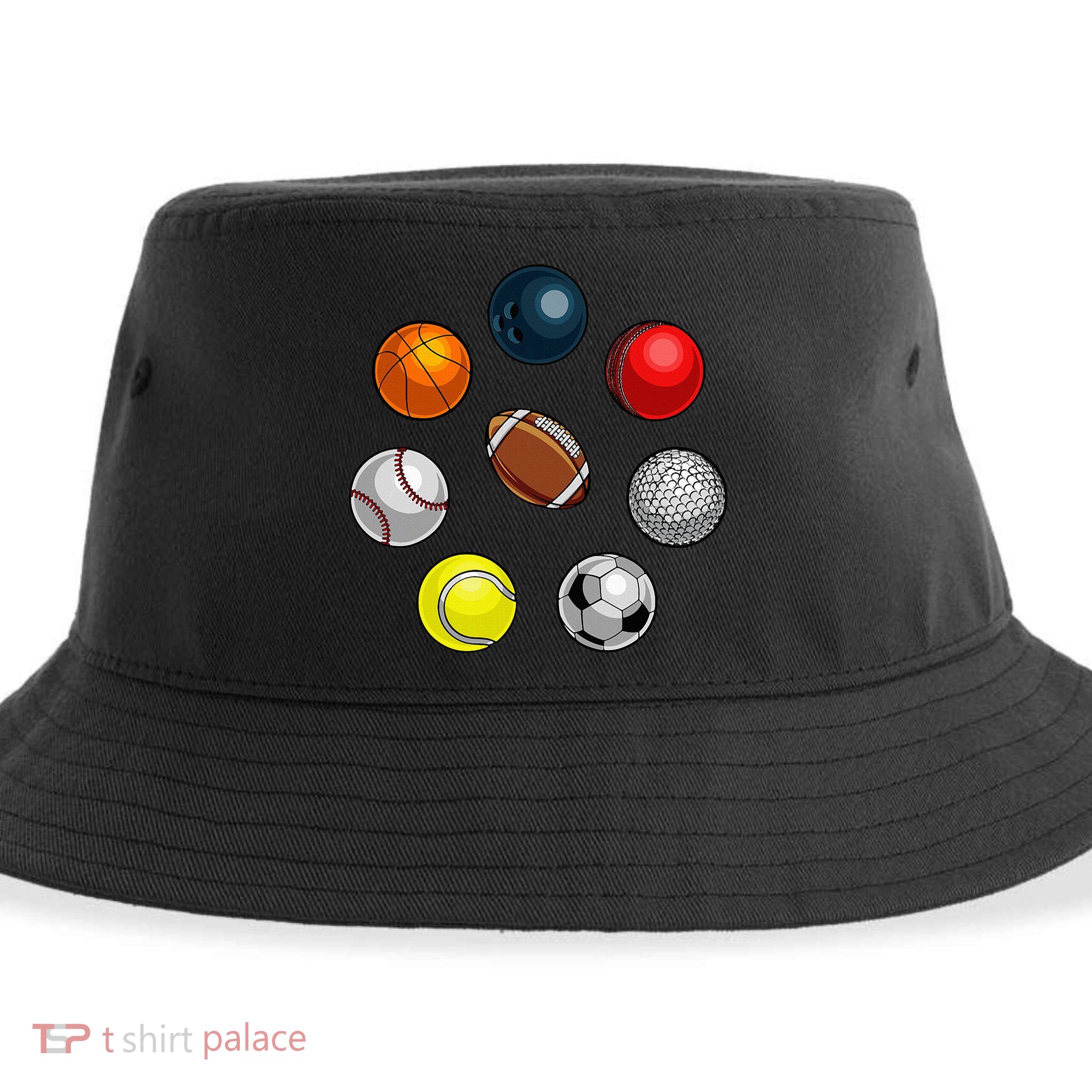 Cartoon Sports Balls Design Sustainable Bucket Hat