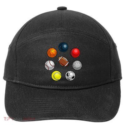Cartoon Sports Balls Design 7-Panel Snapback Hat