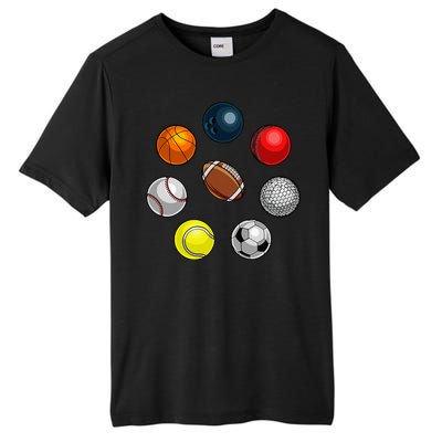 Cartoon Sports Balls Design Tall Fusion ChromaSoft Performance T-Shirt