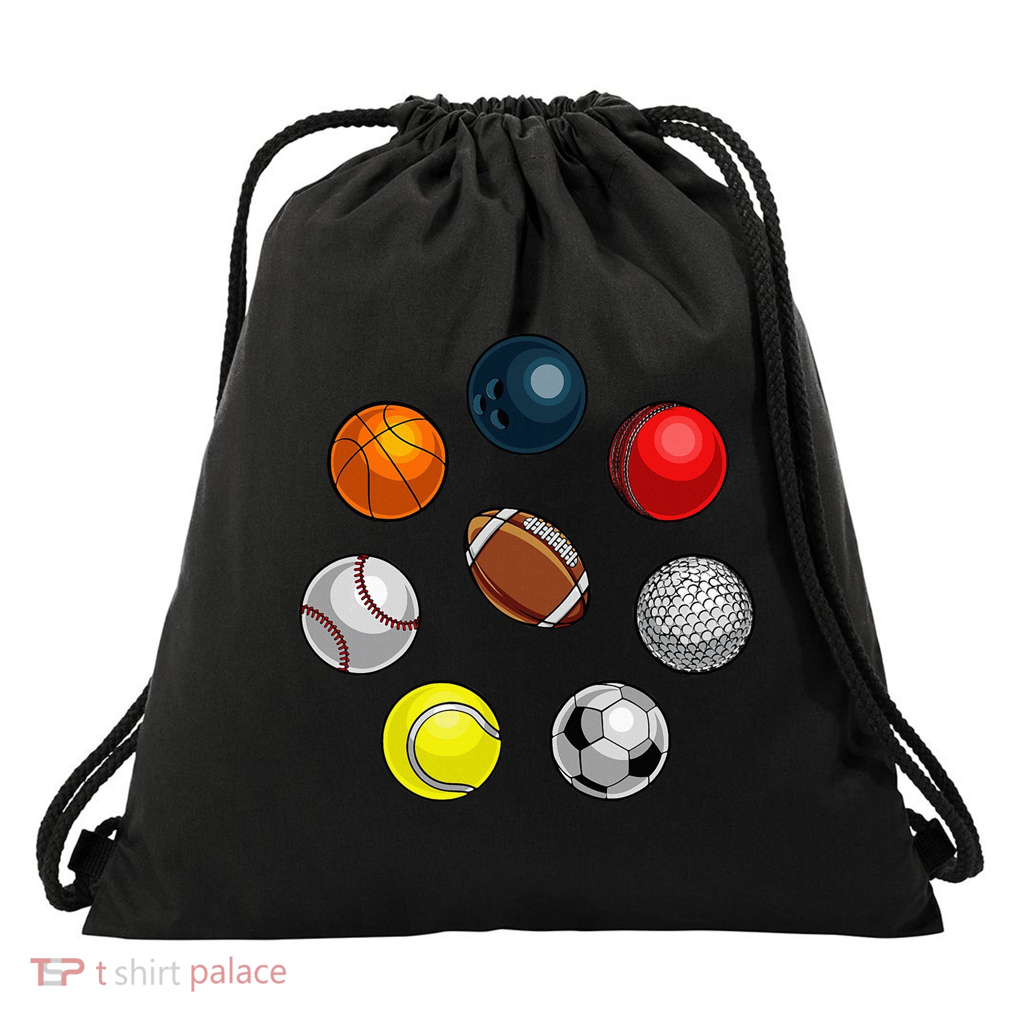 Cartoon Sports Balls Design Drawstring Bag