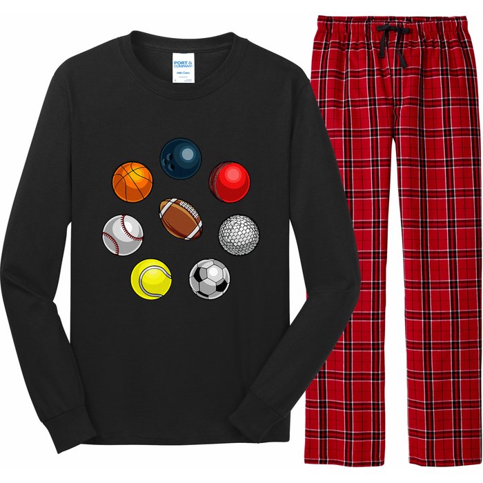 Cartoon Sports Balls Design Long Sleeve Pajama Set