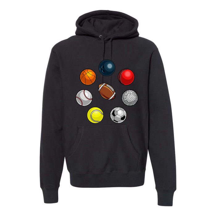 Cartoon Sports Balls Design Premium Hoodie