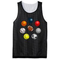 Cartoon Sports Balls Design Mesh Reversible Basketball Jersey Tank