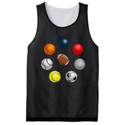 Cartoon Sports Balls Design Mesh Reversible Basketball Jersey Tank