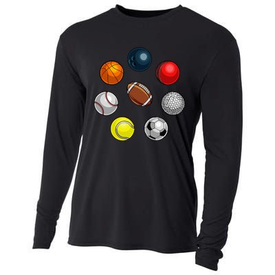 Cartoon Sports Balls Design Cooling Performance Long Sleeve Crew