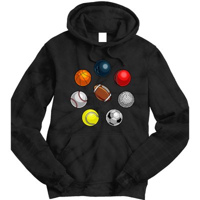 Cartoon Sports Balls Design Tie Dye Hoodie