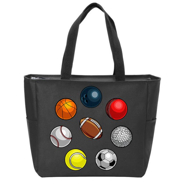 Cartoon Sports Balls Design Zip Tote Bag