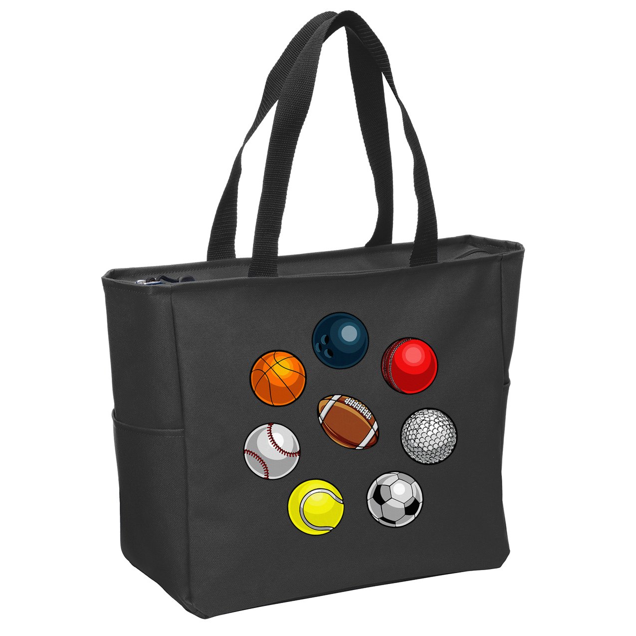 Cartoon Sports Balls Design Zip Tote Bag