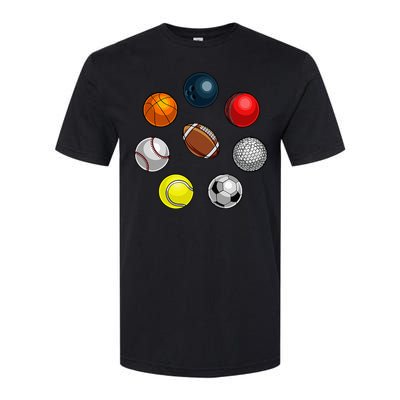 Cartoon Sports Balls Design Softstyle CVC T-Shirt