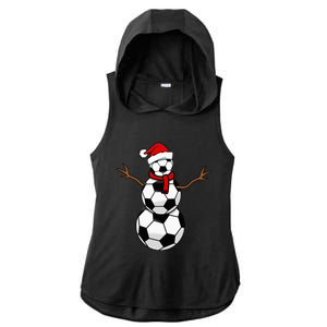 Christmas Soccer Balls Santa Snowman Ladies PosiCharge Tri-Blend Wicking Draft Hoodie Tank