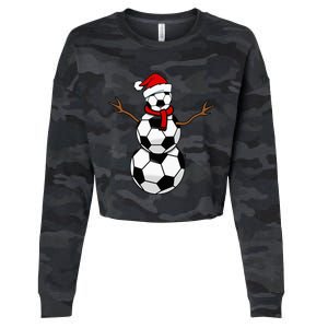 Christmas Soccer Balls Santa Snowman Cropped Pullover Crew