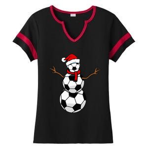 Christmas Soccer Balls Santa Snowman Ladies Halftime Notch Neck Tee