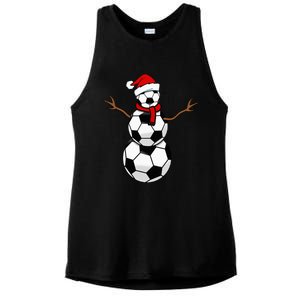 Christmas Soccer Balls Santa Snowman Ladies PosiCharge Tri-Blend Wicking Tank