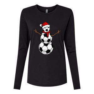 Christmas Soccer Balls Santa Snowman Womens Cotton Relaxed Long Sleeve T-Shirt