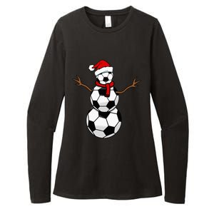 Christmas Soccer Balls Santa Snowman Womens CVC Long Sleeve Shirt