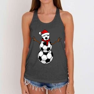 Christmas Soccer Balls Santa Snowman Women's Knotted Racerback Tank