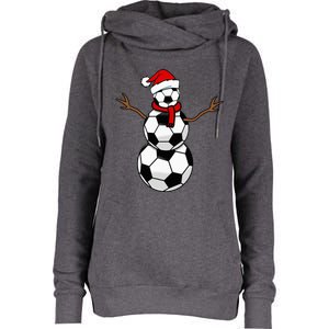 Christmas Soccer Balls Santa Snowman Womens Funnel Neck Pullover Hood