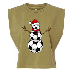 Christmas Soccer Balls Santa Snowman Garment-Dyed Women's Muscle Tee