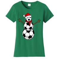 Christmas Soccer Balls Santa Snowman Women's T-Shirt