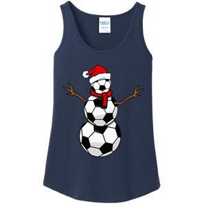 Christmas Soccer Balls Santa Snowman Ladies Essential Tank