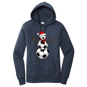 Christmas Soccer Balls Santa Snowman Women's Pullover Hoodie