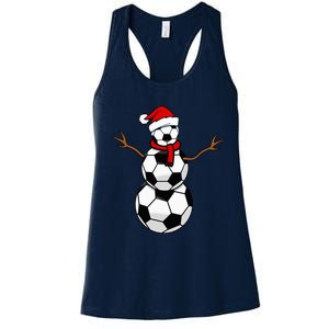 Christmas Soccer Balls Santa Snowman Women's Racerback Tank