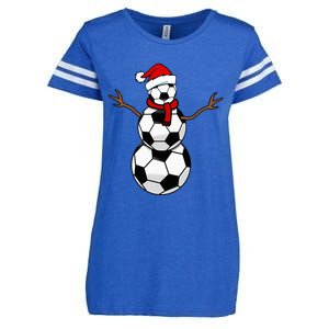 Christmas Soccer Balls Santa Snowman Enza Ladies Jersey Football T-Shirt