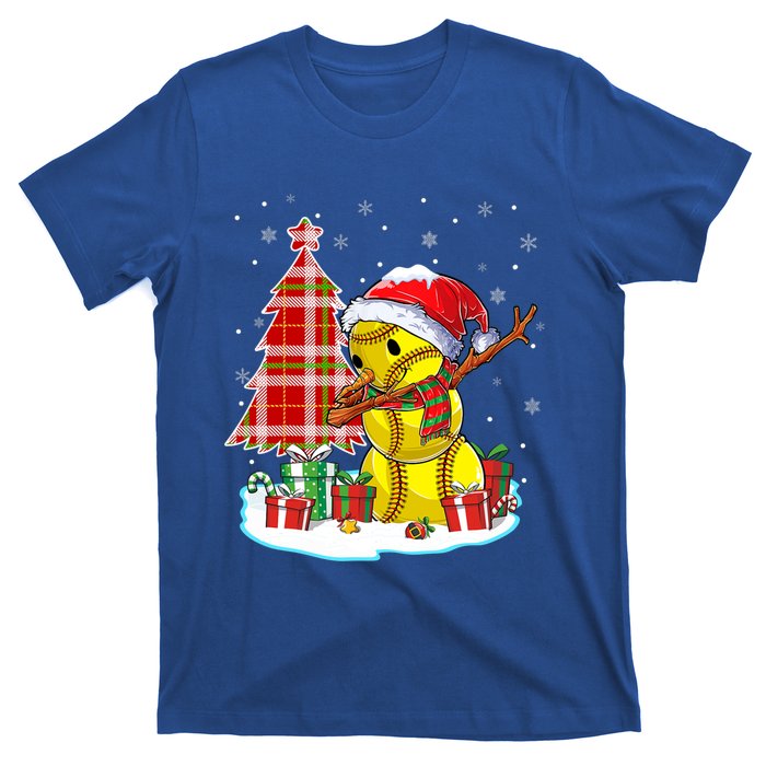 Christmas Softball Ball Snow Dabbing Santa Hat Xmas Tree Funny Gift T-Shirt