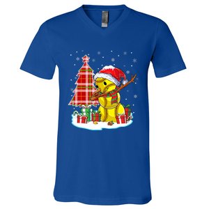 Christmas Softball Ball Snow Dabbing Santa Hat Xmas Tree Funny Gift V-Neck T-Shirt