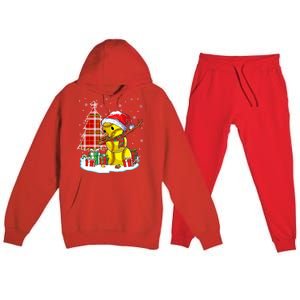 Christmas Softball Ball Snow Dabbing Santa Hat Xmas Tree Funny Gift Premium Hooded Sweatsuit Set