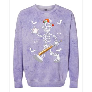 Cool Skeleton Baseball Lover Halloween Baseball Player Colorblast Crewneck Sweatshirt