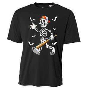 Cool Skeleton Baseball Lover Halloween Baseball Player Cooling Performance Crew T-Shirt