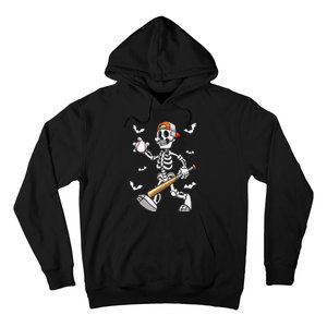 Cool Skeleton Baseball Lover Halloween Baseball Player Hoodie