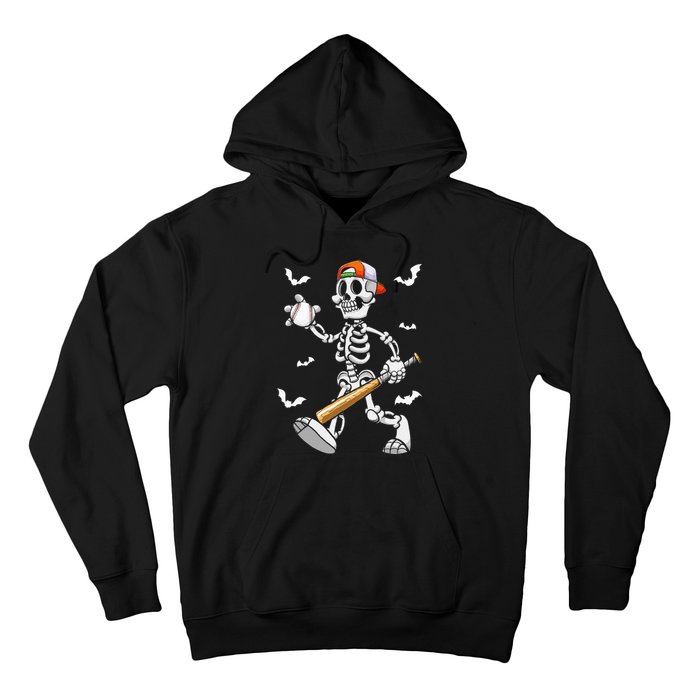 Cool Skeleton Baseball Lover Halloween Baseball Player Hoodie