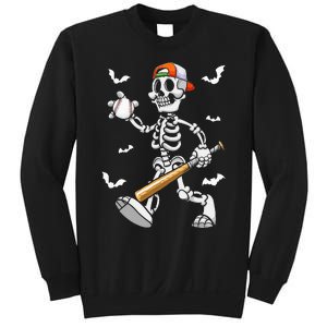 Cool Skeleton Baseball Lover Halloween Baseball Player Sweatshirt