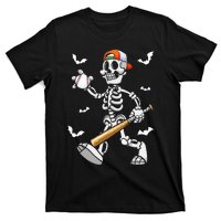 Cool Skeleton Baseball Lover Halloween Baseball Player T-Shirt